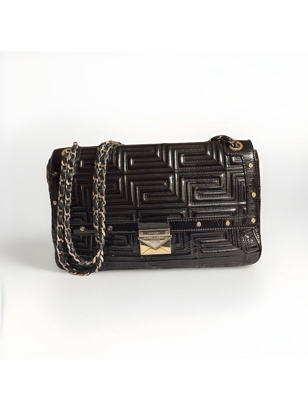Gianni Versace Quilted Patent Leather Shoulder Bag - Picture 1 of 16